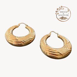 14K Gold Vintage Italian UnoAErre Twisted Rope Hoop Earrings ✨